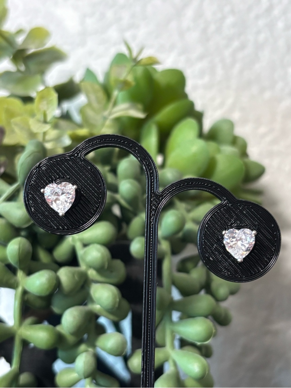 Heart-Cut Clear Crystal Stud Earrings